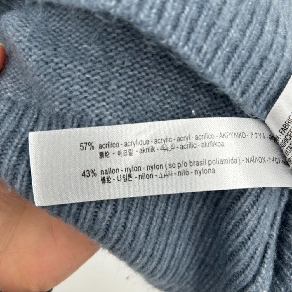 ZARA Blue V-Neck Very Oversized Knit Pullover Sweater Size Small - Picture 6 of 6